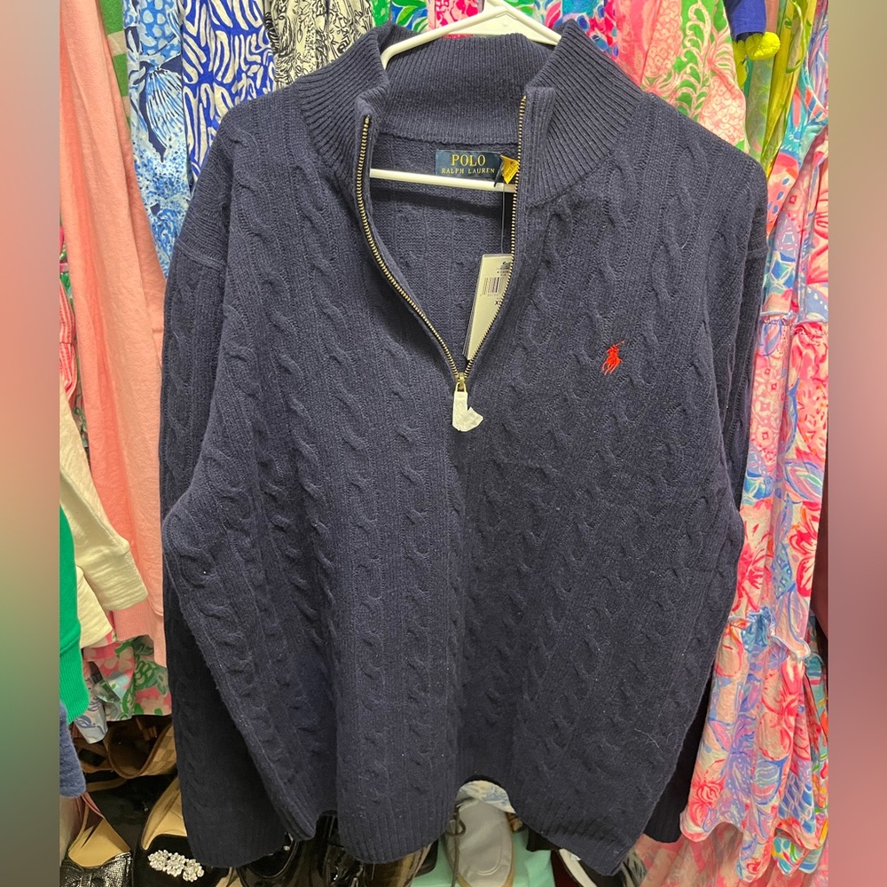 Classic Men's Navy Zip-Up Sweater